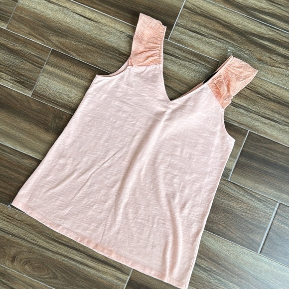 NWOT Doe & Rae Peach Ruffle Tank, S - Picture 8 of 8